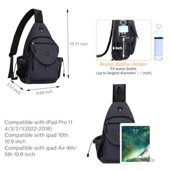 Canvas Sling Backpack Daypack with Anti-Theft Pocket for Hiking Travel main image 4